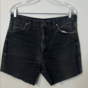 Wrangler Black Denim Pocket Shorts with Leather Patch